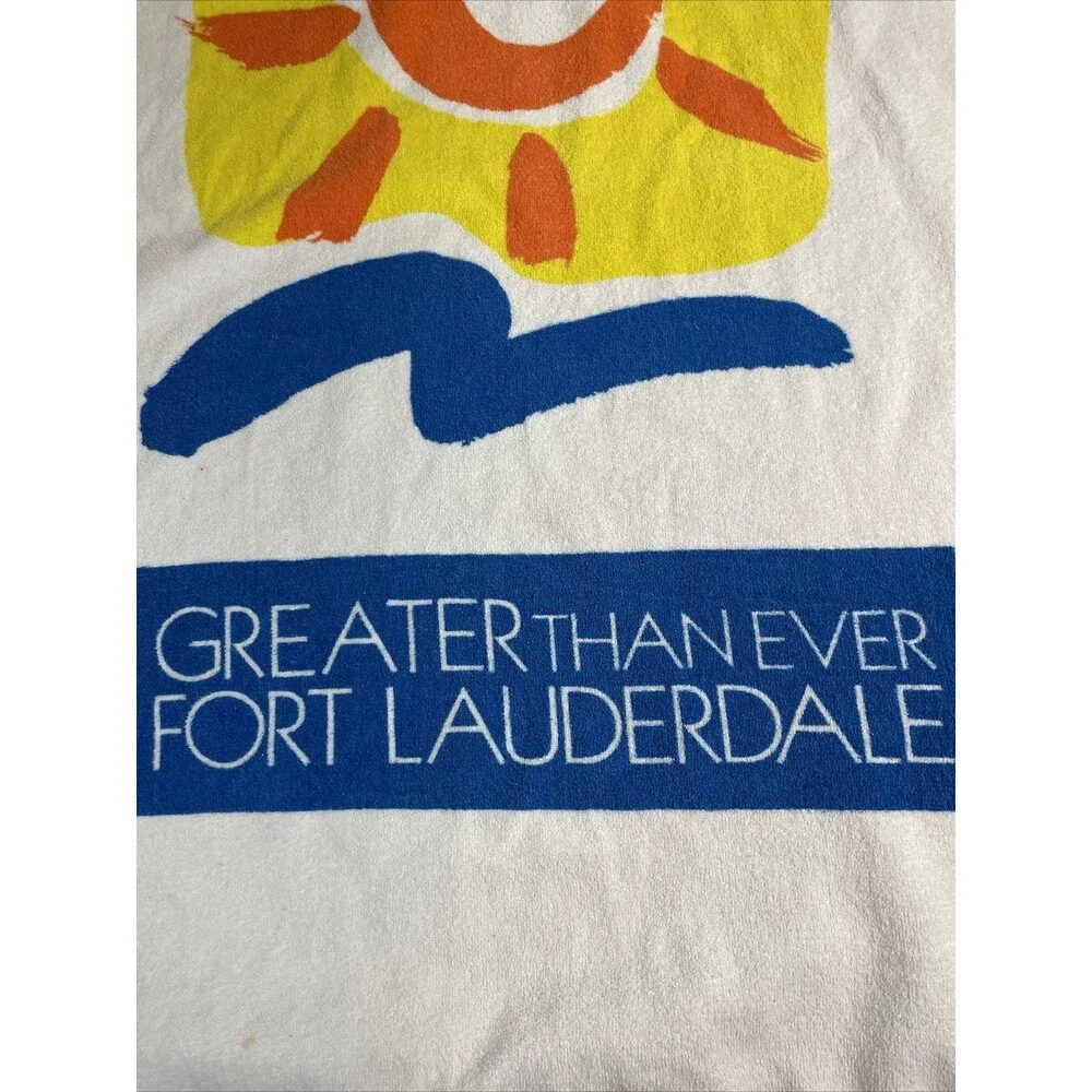 Vtg Professional Sun Beach Towel Cotton W Sewn in Tote Bag Fort Lauderdale USA
